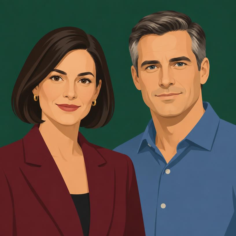 Illustrated portrait of Elena & Marcus